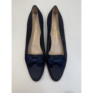 Salvatore Ferragamo Navy Bow Loafers